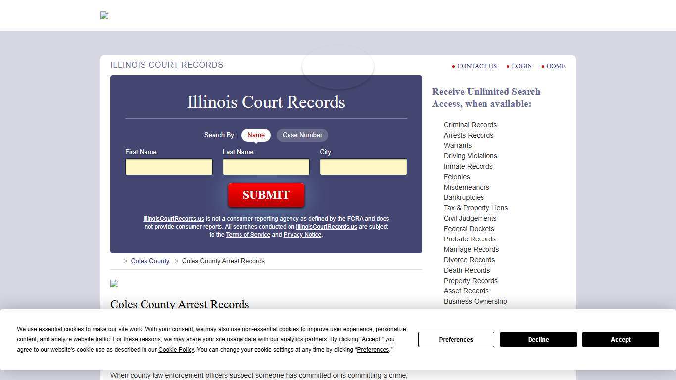 Coles County Arrest Records IllinoisCourtRecords.us